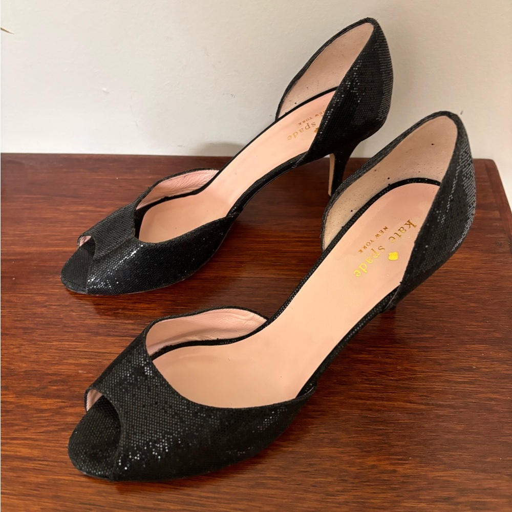 KATE SPADE Black Glitter d'Orsay Pumps size 11 EUC - Picture 3 of 8